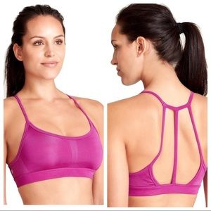 Athleta Crush Metallic Sports Bra - Berry crush